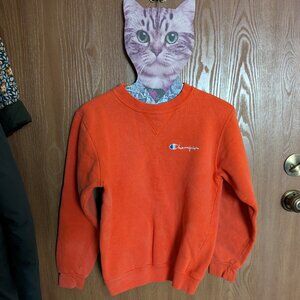 Vintage Champion Orange Crewneck Sweatshirt Youth Large